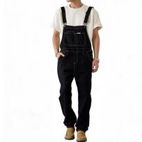 Hot Sale! Men's Classic Black Denim Bib Overalls – Loose Fit, Multi-Pocket Design | Trendy Street Style M juoda