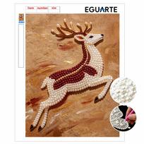 5D Pearl Kit Majestic Stag Design DIY Rhinestone Art for Home Wall Decoration Stress Relief Handmade Gift Frameless 30x40cm