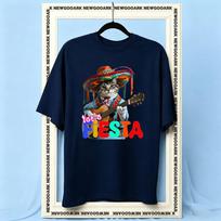funny cat Play the guitar lets fiesta cinco de mayo Cinco de Mayo Fiesta Party tshirt Women Unisex Casual cotton printed t shirts S