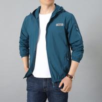 Thin Jacket Men Spring Summer Outdoor Dry Sun-Protective Jacket Hooded Outerwear Sport Windbreaker Light Jackets L mėlyna