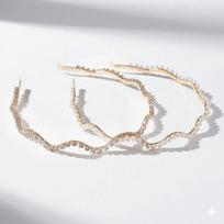 Dense Wave Line Pearl Zirconia Simple Lovely Headband Pearl type