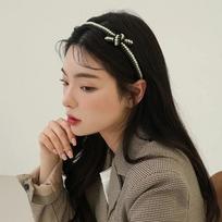 Pearl Mini Ribbon Hairband (22HB024) Black model