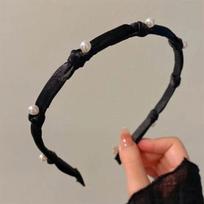 Women's Lovely Pearl Simple Unique Hairband A14831_Black FREE