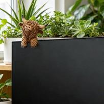 Cute Highland Cow Monitor Decoration, Small Farm Cow Screen Topper, Resin Animal Desk Accessory for Computer Monitor, Car Rear View Mirror, Plant Forward
