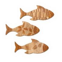 3Pcs/Set Bathroom Fish Wall Decoration, Rustic Wooden Fish Wall Art Sculpture, Nautical Wall Hanging Ornament for Beach Lake House Sets
