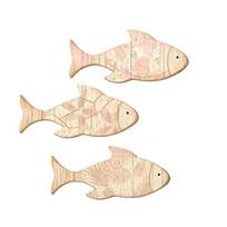 3Pcs/Set Wooden Fish Wall Decoration, Plants Pattern Fish Wall Art for Beach, Lake House, Nautical Coastal Ocean Theme Hanging Ornament 3pcs
