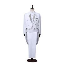 Men's Fit Suit Choral Suit Suit Stage Performance Jacket + Pants 2 Piece Set XS