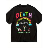Vintage T-Shirt with The Phrase 'Death Is Coming' - A Black Gothic Graphic Tee Perfect for Halloween Parties, Costume Events, And Casual Wear. This S juoda
