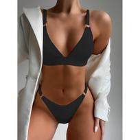 Seksualus moteriškas maudymosi kostiumėlis Moteriškas bikini Push Up bikinio rinkinys Braziliškas maudymosi kostiumėlis Solid Biquini maudymosi kostiumėlis maudymosi kostiumėlis paplūdimio apranga L juoda