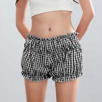 Pajama Shorts Women's Cute Baggy Style Elastic Low Plaid Boxer Bottoms Sexy Casual Summer Sleepwear M juoda