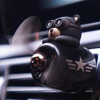 Car Air Freshener Cute Cartoon Bear Pilot Car Diffuser Rotating Propeller Automotive Air Outlet Fan Creative Car Perfume Decoration Car Accessories SUPREMO BEAR gray