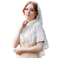 Solid Color Elegant Shawl Bridal Lace Veil balta