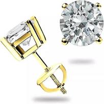 2.10 Ct Round Cut Lab Created Diamond Stud Earrings Solid14K White Gold Screw Back Earrings For Women's Handmade Jewellery 15MM geltona