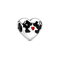 Mini  925 Silver Mickey Mouse Hair Clip Car Charm Safety Chain Bead for Original Bracelet DIY Womens Jewelry