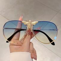 New Luxury Brand Designer Oversized Pilot Big Bee Sunglasses Women For Men Popular Vintage Sun Glasses Punk Metal Eyewear UV400 As The Picture