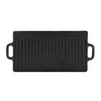 Cast Iron Frying Pan, Double-Sided Baking Cooking Pan with Two Integral Handles, Even Heat Distribution, for Oven, Gas Stove, Induction Cooker, Outdoo