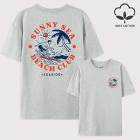 Sunny Sea Beach Club Surf Print Unisex T-Shirt Trendy Casual Oversize T Shirts Cotton Soft Streetwear Summer All-Match Clothes S