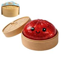 Glitter Dumpling Squishy with Box Dumplings Sensory Squeeze Toy for Stress Relief Fans Gift raudona