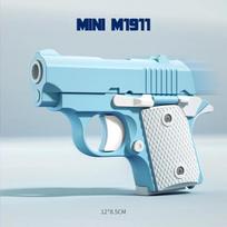 3D Printed Gravity Fidget Stress Relief Mini Pistol Toy Plastic Manual Burst Decompression Toy Christmas Gift mėlyna
