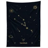 TAURUS CONSTELLATION IN GOLD tapestry 75x100 juoda