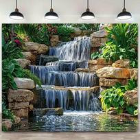 2D Lush Greenery Waterfall Banner for Office, Studio & Greenery-Inspired Spaces 47.2x31.5inch/120*80cm