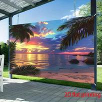 2D Flat Printing Tropical Beach Backdrop, Palm Tree Sunset Photography Background 47.2x31.5inch/120*80cm