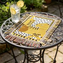 Thickened Tassel Placemat Flower Pattern Heat Insulation Pad Washable Coffee Coaster  Party Style A