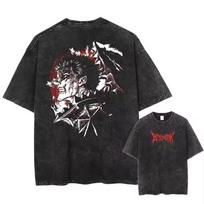 Anime Berserk Guts Acid Vintage Vintage Wash New Arrival Men'S Clothes T-Shirt Homme Graphics T M