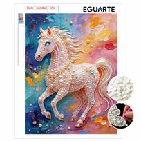 DIY Pearl Horse Pattern 5D Rhinestone Art Kit for Adults Round Half Pearls Wall Decoration Handmade Craft Gift Frameless 30x40cm