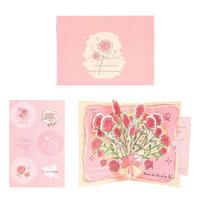 Creative Pop Up Love 3D Greeting Card with Envelope Rose Greeting Card Flower Thank You Card Happy Birthday rožinė