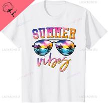 Summer Vibes Sunglasses with Palm Tree Funny Beach Life TShirt Cotton Unisex Summer Streetwear Tops Camiseta Hombre S