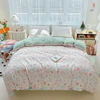 100%Cotton Cartoon Duvets Cover Lovely Rabbit Printed Quilt Cover Skin-friendly Cotton Blanket Covers Adults Kids Single Bedding 1.5m 4pcs 2x2.3&set