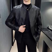 Vyrų pavasario ruduo Vyriška motociklo odinė striukė Tvirta, stovinti apykaklės striukė Madinga laisvalaikio tendencija nuo vėjo nepralaidus paltas gatvės apranga M