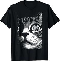 summer tops Unisex clothing Trippy Cat  Pastel Goth Gothic Grunge Alt Punk Weirdcore TShirt S