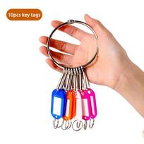 10/20/30/40 Pieces Transparent Window Key Ring Luggage Name Metal Split Rings With Number Plates Key Chains Plastic Key Tags
