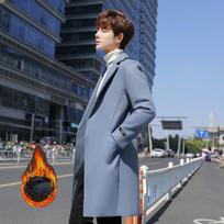 Loose Woolen Coat Men's Hong Kong Style Large Size Fashion Trench Coat Slim Fit Trendy Coat M