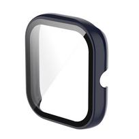 Case for Amazfit GTS 2 mini PC+ Tempered Glass Protective Bumper Cover All Around Screen Protector Shell Smartwatch Accessories tamsiai mėlyna spalva