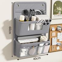 Gray Wall-Mounted Storage Organizer Multi-Compartment Fabric Hanging Bag Viewing Window for Office Closet Versatile Hanging Bag