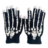 LED Light Up Skeleton Gloves for Halloween Party Costume Accessories Glow in Dark Gloves with On Off Switch for Adults and Kids One Size