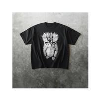Sad Kitten Meme Standing Cat T-Shirt S juoda