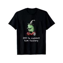 Men's Tom Foolery Wizard Frog & Scooter T-Shirt - Green Frog Novelty Tee with Iconic, Machine Washable Casual Wear for Themed Parties, Outdoor Events S juoda