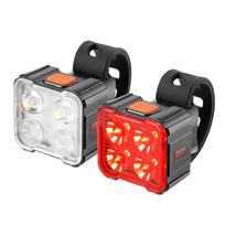 Įkraunamų dviračio žibintų rinkinys, priekiniai ir galiniai vandeniui atsparūs dviračio žibintai, skirti važiuoti naktį 4 LED Light