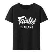 Fairtex Thailand T-Shirt Black Casual Muay Thai Kickboxing Round Neck Loose Graphic Hipster Blouse Street Fashion Breathable S