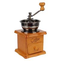 Retro Style Wooden Manual Coffee Bean Grinder Stainless Steel Handle Coffee Utensils With Ceramic Millston Spice Burr Mill tamsi chaki spalva