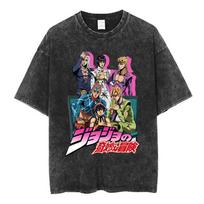 summer Jojos Fantasy Adventure anime Washed TShirt  Cotton Jotaro Kujo pattern unisex YK Short sleeves Loose shirt L
