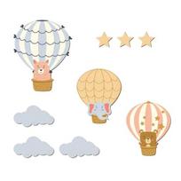 9 Pcs Hot Air Balloon Wall Decor with Clouds Stars Boho Nursery Wooden Wall Sign for Bedroom Classroom Playroom Wall Art A
