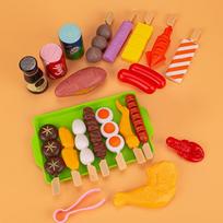 Large Play Food Set for Kids Kitchen | BBQ Grill  Pot Pretend Cooking Toys | Birthday Gift for Children
