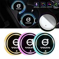2 vnt. LED šviečiantis automobilio puodelio laikiklis-padėkliukas 7 spalvų USB įkrovimas Volvo V40 V60 V90 XC40 XC60 XC90 S60 S90 priedams