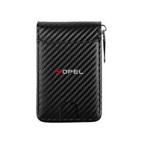 For Opel OPC Astra K Vectra Corsa Zafira Insignia Mokka Car Emblem Driver License ID Card Holder Storage Bag Case Wallet Decor juoda