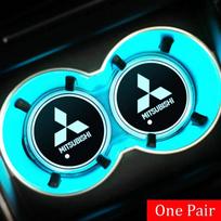 2pcs Car LED Coaster Light Water Cup Bottle Holder Mat for Mitsubishi Ralliart Lancer 9 ASX L200 Colt Pajero Outlander Eclipse